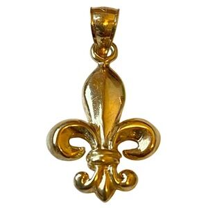 14K Yellow Gold Fleur de Lis Pendant Charm Fine Jewelry Gift For Her